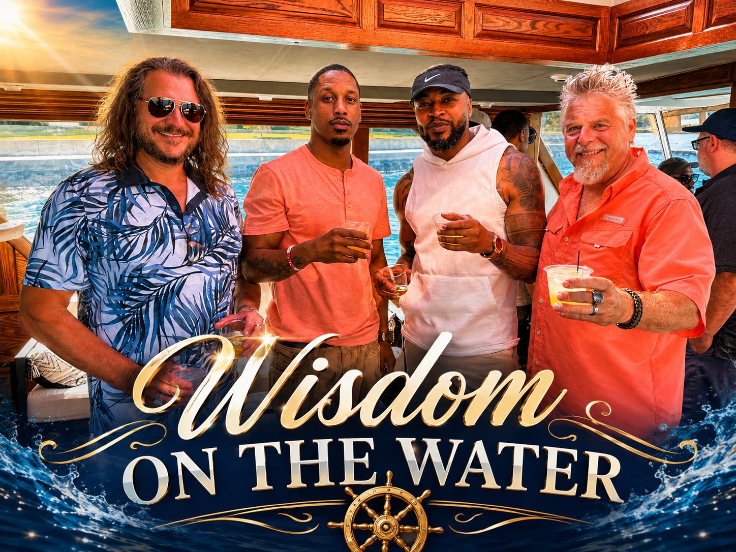 Guests gathered aboard a boat during the Wisdom on the Water cruise