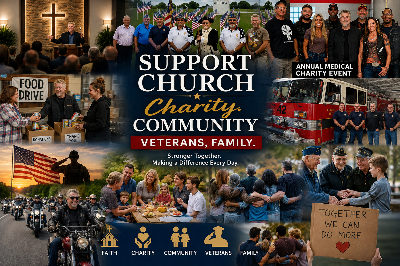 A shared commitment to faith, community, veterans, family, and meaningful action.
