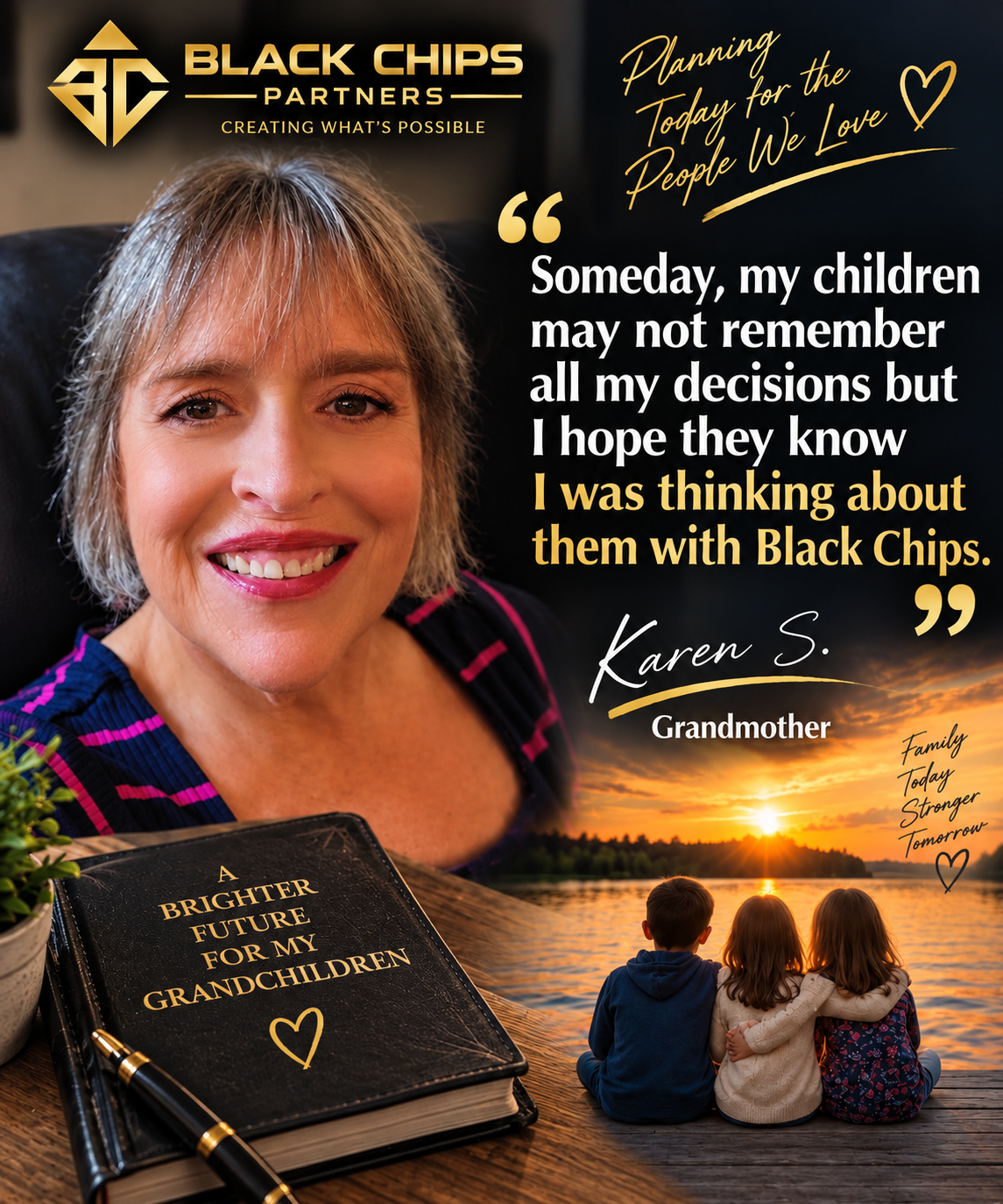 Karen S., Grandmother — testimonial for Black Chips Partners