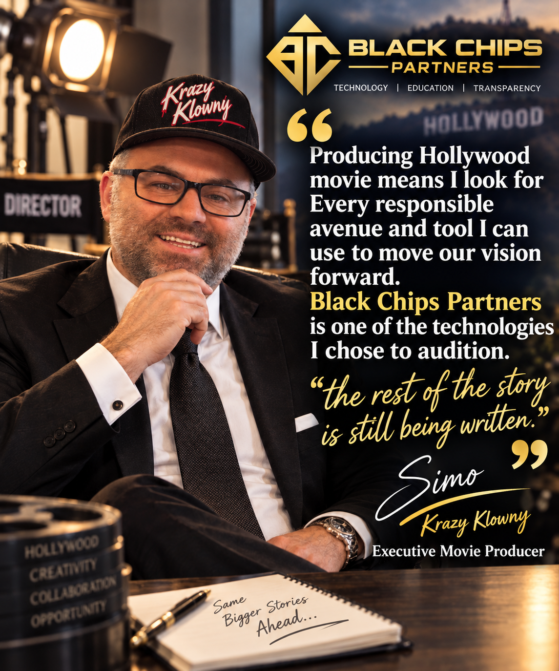 Simo, Executive Movie Producer, Krazy Klowny — testimonial for Black Chips Partners